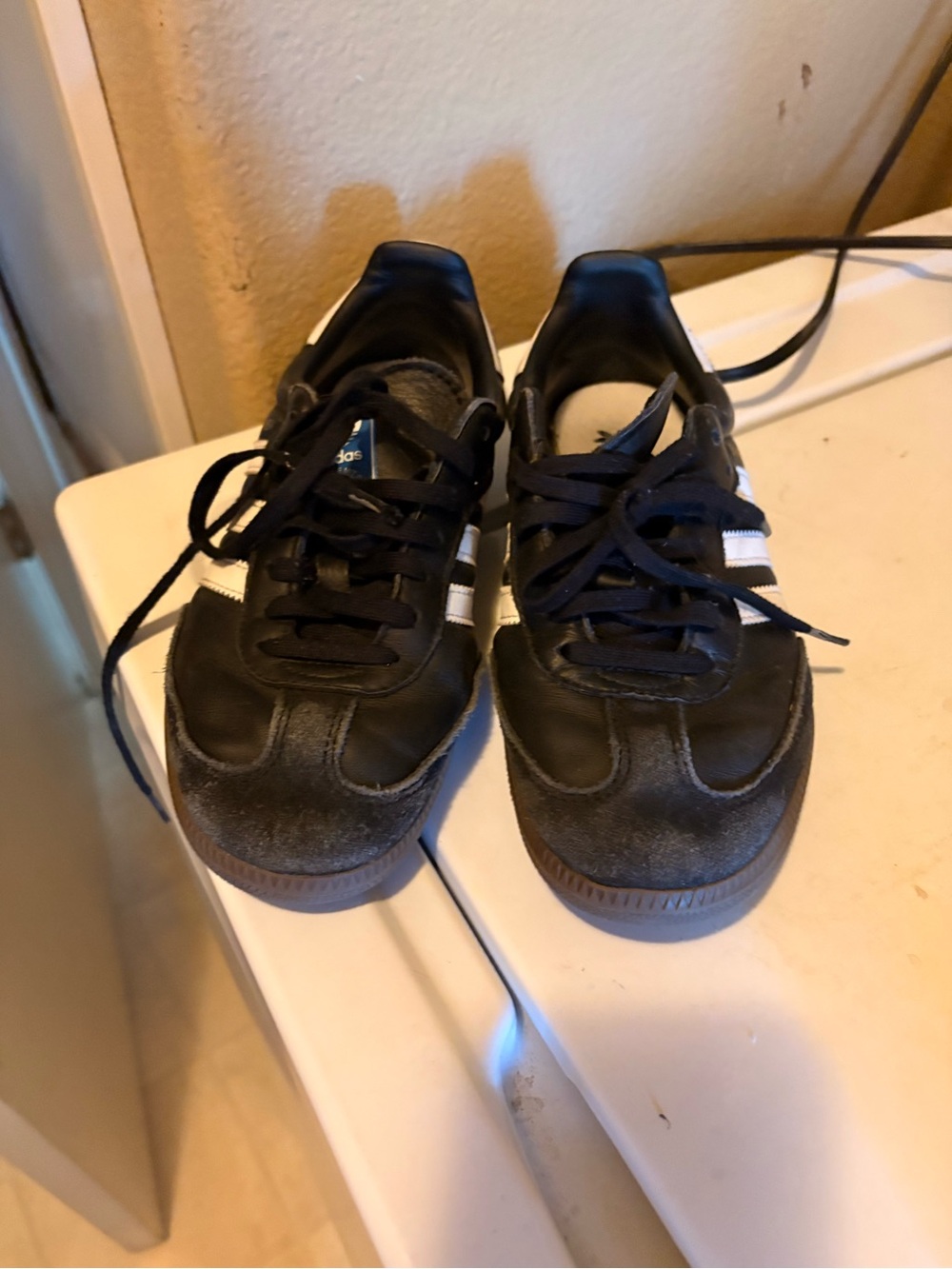 adidas sambas Kids Black Sneakers with White Stripes